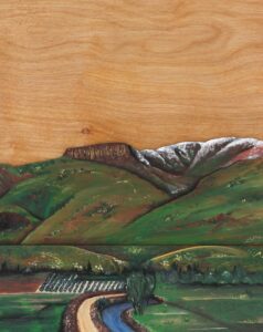 3D LAyered Wood Art Class in Emmett Idaho at Maggies on Main Street, Emmett Paint the Butte by Cinko Designs Four seasons spring flowers cherry trees pink and yellow acrylic paint