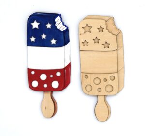 ice cream, fourth of july 2025 popsicle red white and blue layered wood ice cream art