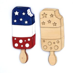ice cream, fourth of july 2025 popsicle red white and blue layered wood ice cream art