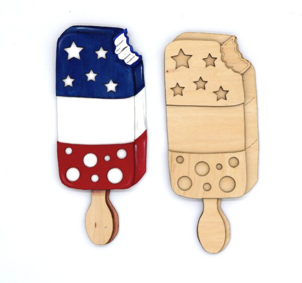 ice cream, fourth of july 2025 popsicle red white and blue layered wood ice cream art