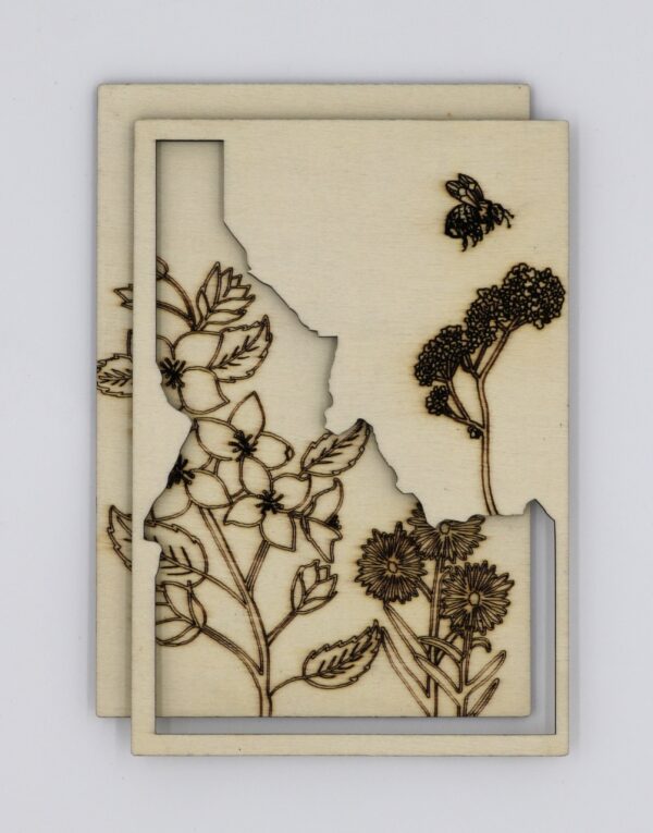 Idaho layered wood magnet magnetic diy project craft with wildflowers syringa state flower