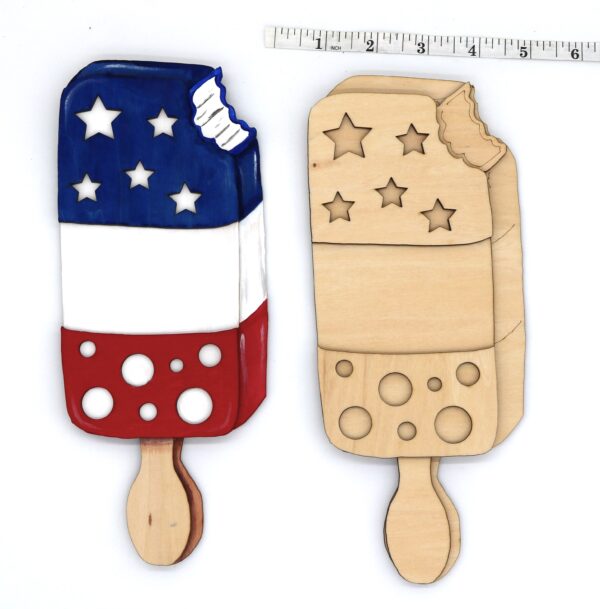 ice cream, fourth of july 2025 popsicle red white and blue layered wood ice cream art