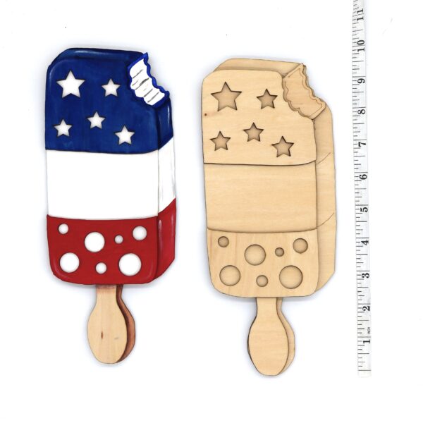 ice cream, fourth of july 2025 popsicle red white and blue layered wood ice cream art