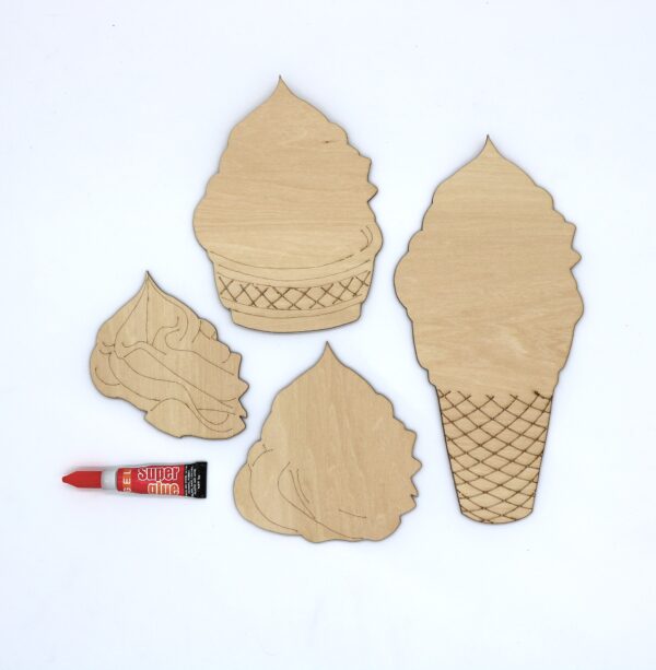 ice cream, sundae, ice cream shop, layered wood ice cream art