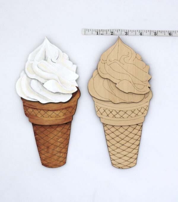 ice cream, sundae, ice cream shop, layered wood ice cream art