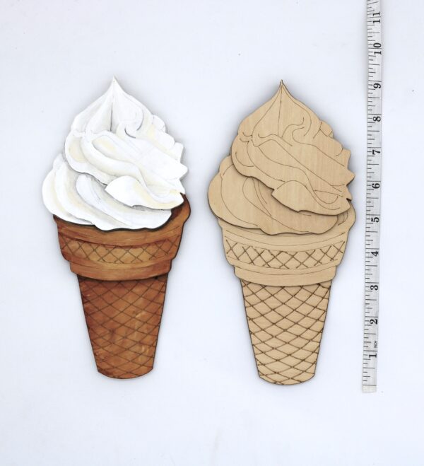ice cream, sundae, ice cream shop, layered wood ice cream art