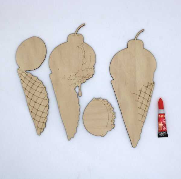 ice cream, sundae, ice cream shop, layered wood ice cream art