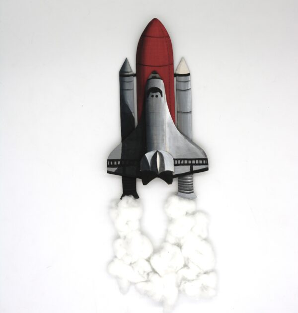 layered wood rocket ship science art kit for kids