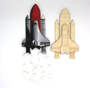 layered wood rocket ship science art kit for kids