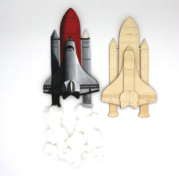 layered wood rocket ship science art kit for kids
