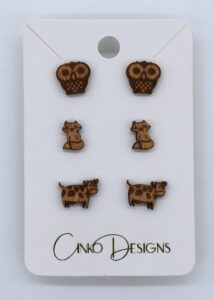 lightweight wooden earrings, studs