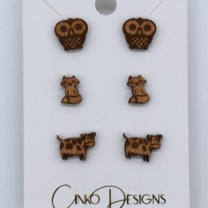 lightweight wooden earrings, studs